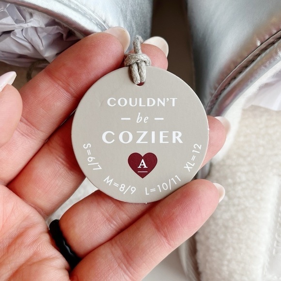 Anthropologie NEW Maeve Puffy Platform Slipper Shoes Silver Size Large US 10/11 - Picture 12 of 12